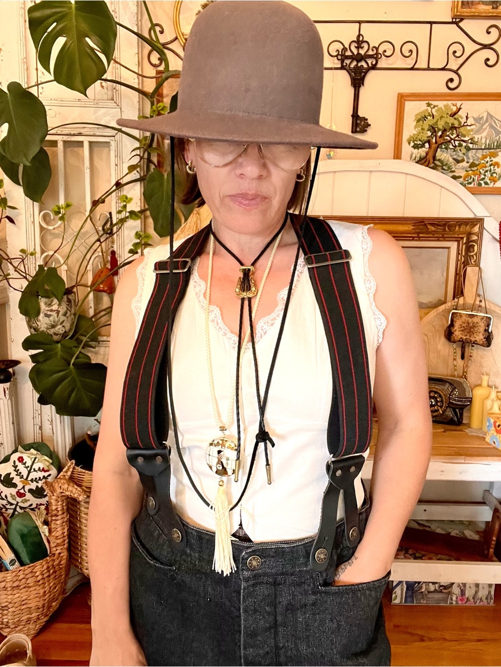Grandpacore Eclectic Granddaddy WELCH CO Suspenders Elastic With Leather